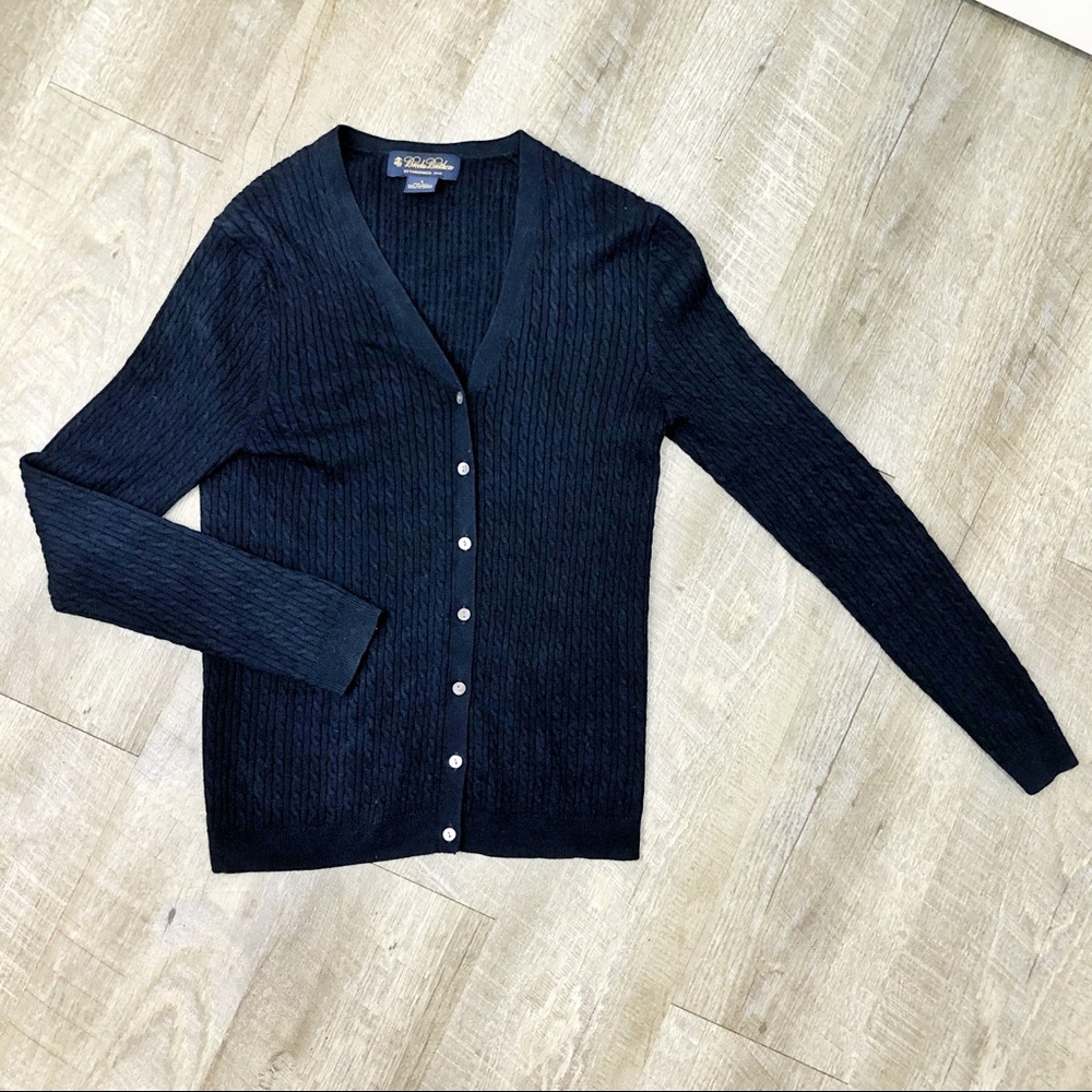 Brooks Brothers Cardigan Navy Silk Cashmere Small